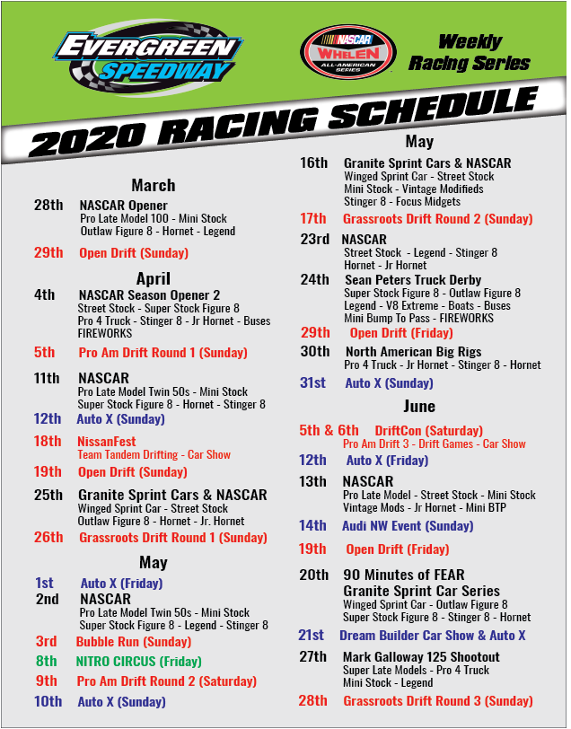 2022 Nascar Schedule Printable