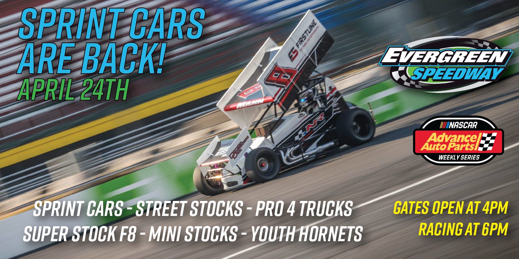 April 24th Granite Sprint Car Series - Evergreen Speedway