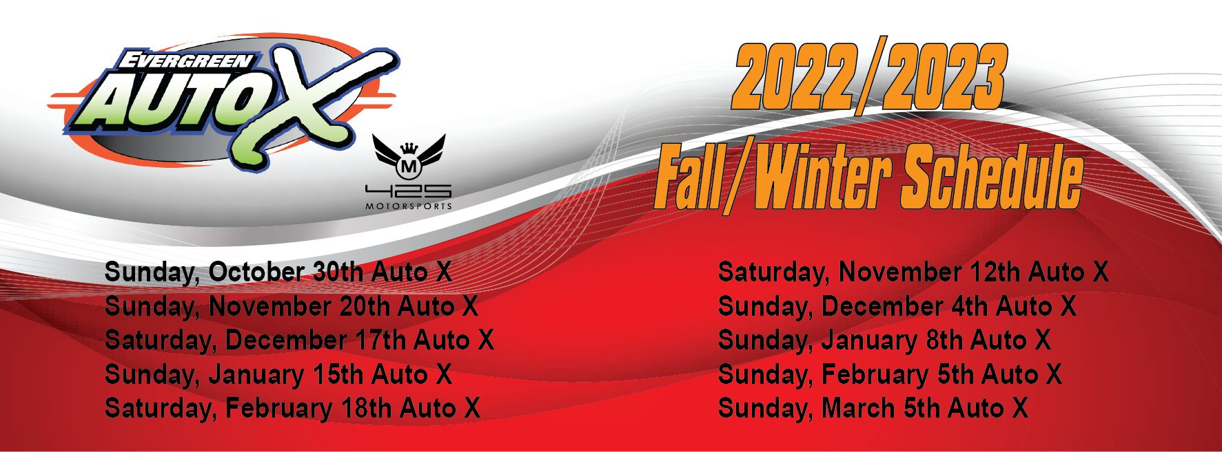 AutoX Schedule Evergreen Speedway